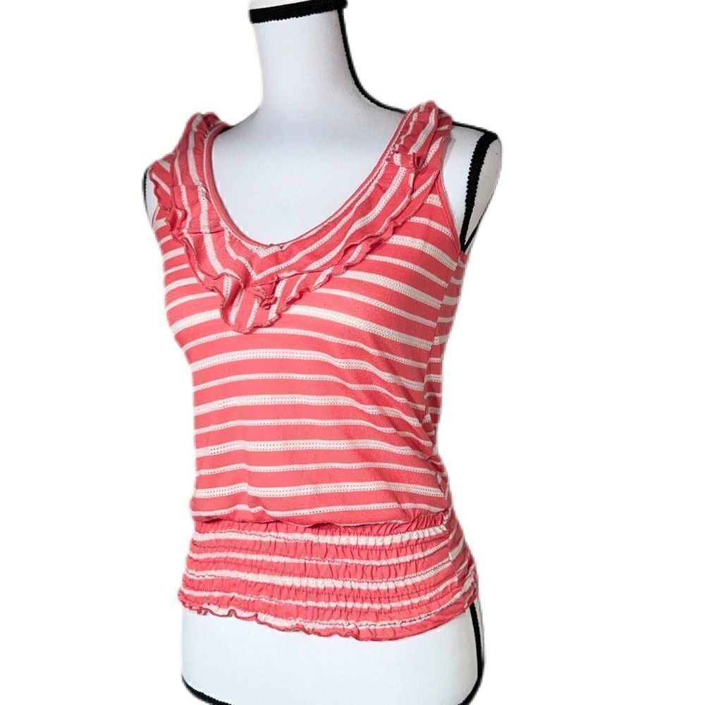 Smocked Striped V-Neck Tank   - Picture 7 of 11